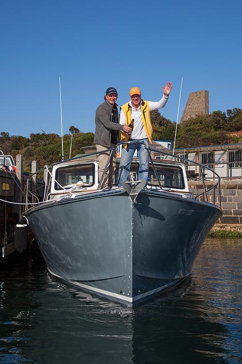 Proud builder and thrilled owner let the Champagne fly… ©  Alex McKinnon Photography http://www.alexmckinnonphotography.com