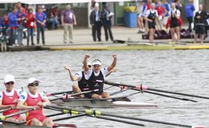 Women&rsquo;s Lightweight Double celebrates their Gold and World Best Time - 2014 World Rowing Championships, Amsterdam, The Netherlands photo copyright Igor Meijer/FISA http://www.fisa.org taken at  and featuring the  class