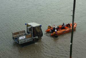 The lifeboat returns to Weston with the rescued sailor aboard. photo copyright Weston RNLI taken at  and featuring the  class