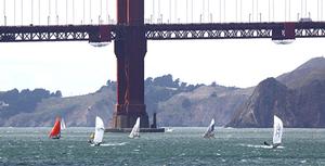 The leaders round the weather mark on Day 1 of the 18' Skiff International Regatta photo copyright Rich Roberts taken at  and featuring the  class