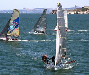 Howie Hamlin stayed upright in his good (enough) old boat  - 2014 18' Skiff International Regatta photo copyright Rich Roberts taken at  and featuring the  class