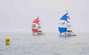 Team Red Dot in action in yesterday's light air. - Chicago Match Race Center's Summer Invitational doubleheader 2014 photo copyright Hamish Hardy taken at  and featuring the  class