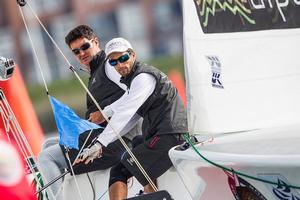 Mathieu Richard's LunaJets team in action during the Petit Final.  - Alpari World Match Racing Tour 2014 - Dutch Match Cup photo copyright  Robert Hajduk / WMRT taken at  and featuring the  class