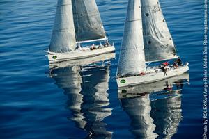 Igor Katalevskiy's Russian First 44.7, High Spirit passing Stromboli in second position in IRC 3 with James McGarry and Colin Moore's British Swan 45, Eala of Rhu - Rolex Middle Sea Race 2014 photo copyright  Rolex/ Kurt Arrigo http://www.regattanews.com taken at  and featuring the  class