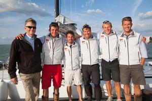 Jeff Johnstone, President of J/Boats was on the dock to welcome British Soldier  - Sevenstar Round Britain and Ireland Race 2014 photo copyright Patrick Eden/RORC taken at  and featuring the  class