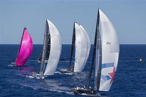 ROBERTISSIMA III (GBR) leading the charge at the start of the downwind leg - 2014 Maxi Yacht Rolex Cup photo copyright  Rolex / Carlo Borlenghi http://www.carloborlenghi.net taken at  and featuring the  class