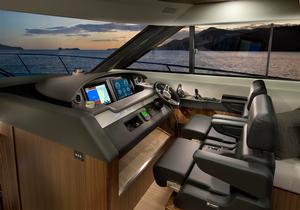 Full joystick steering while cruising from the ultramodern helm - the Riviera 6000 Sport Yacht is one of the first boats in the world to offer this feature. photo copyright Riviera . http://www.riviera.com.au taken at  and featuring the  class