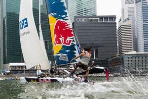 The Extreme Sailing Series 2013. Act2. Singapore. Red Bull Wakeboarder Sasha Christian. - Extreme Sailing Series photo copyright Lloyd Images taken at  and featuring the  class