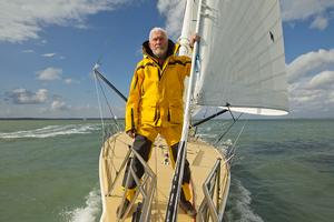 Sir Robin Knox-Johnston on his Open 60 Grey Power. Route du Rhum-Destination Guadeloupe 2014. photo copyright onEdition http://www.onEdition.com taken at  and featuring the  class
