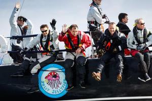 he crew of Relentless on Jellyfish at the start of the Sevenstar Round Britain and Ireland Race - Sevenstar Round Britain and Ireland Race 2014 photo copyright  Paul Wyeth / RORC taken at  and featuring the  class