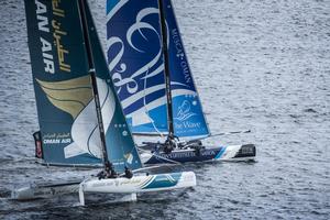 The Extreme Sailing. Act 5. Cardiff. Wales. Oman Air and The Wave, Muscat  - Extreme Sailing Series 2014 Act five photo copyright Lloyd Images taken at  and featuring the  class