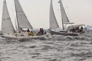 Cruising boats make the best of a windy and cloudy Day. Three Crib Fiasco 2014-Lake Michigan Beneteau Cup photo copyright Mike Thoney Photography taken at  and featuring the  class