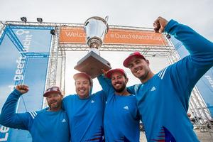 L-R: Rod Dawson, Mike Rehe, Taylor Canfield, Hayden Goodrick - US One wins Dutch Match Cup. - Alpari World Match Racing Tour 2014 - Dutch Match Cup photo copyright  Robert Hajduk / WMRT taken at  and featuring the  class