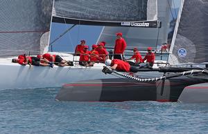 Streamlining in light airs! The crew aboard Wilds Oats AC45, Team Beau Geste and Wild Oats XI. photo copyright Crosbie Lorimer http://www.crosbielorimer.com taken at  and featuring the  class