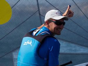 2014 ISAF Sailing World Championships, Santander - Thumbs up from Giles Scott photo copyright  Rachel Jaspersen / Ocean Images taken at  and featuring the  class