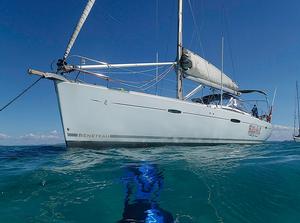 Looking back at Biddy Hu II at Fitzroy Reef - note the flippers in the foreground. photo copyright Paul Lindemann taken at  and featuring the  class