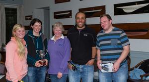 L-R Caroline Beveridge, Nicole McPherson, Jean Mackay (RN&CYC Sailing Secretary), David Fadipe and Mark Greenhalgh. 2014 Ceilidh Cup photo copyright Neil Ross taken at  and featuring the  class