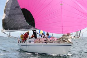 Afrayed Knot pulled out a new and oh-so-pink spinnaker for the day – and it worked. - Club Marine Series photo copyright  Alex McKinnon Photography http://www.alexmckinnonphotography.com taken at  and featuring the  class