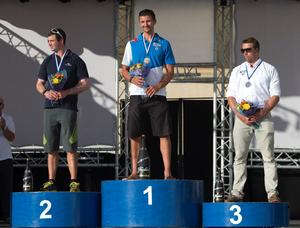 Finn podium - 2014 ISAF Sailing World Championships Santander photo copyright RYA http://www.rya.org.uk taken at  and featuring the  class