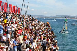 Grael and Kunze celebrate in front of thousands - 2014 ISAF Sailing World Championships Santander photo copyright ISAF  taken at  and featuring the  class