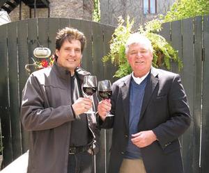 Harbour Master and great host Marco Lenzi sharing a Pinot Noir with the Galley Guy on a local Terrasse - Une Offre Que Vous Ne Pouvez Pas Refuser photo copyright The Galley Guys taken at  and featuring the  class
