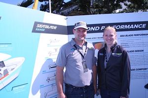 Charles Winstone and Kristen Hild - Lancer stand at the Auckland On The Water Boat Show photo copyright Lancer Industries. www.lancer.co.nz taken at  and featuring the  class