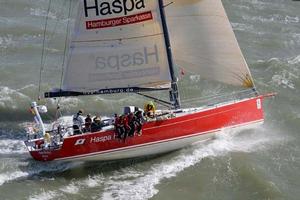 JV52, Haspa Hamburg, skippered by Katrin Hilbert - close to rounding Muckle Flugga this morning, - 2014 Sevenstar Round Britain and Ireland Race photo copyright Rick Tomlinson / RORC http://www.rorc.org taken at  and featuring the  class