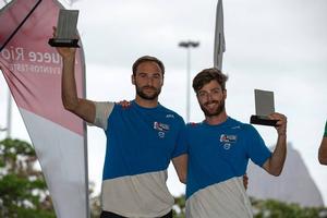 Luke Patience and Elliot Willis with their silver medals at Aquece Rio 2014 photo copyright Amy Cada taken at  and featuring the  class