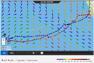 Volvo Ocean Race Leg 1, Day 20 routing for Abu Dhabi Ocean Racing based on position at  1850hrs UTC photo copyright PredictWind http://www.predictwind.com taken at  and featuring the  class
