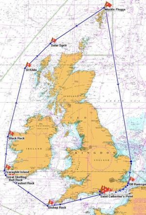 Round Britain and Ireland Race map photo copyright SW taken at  and featuring the  class