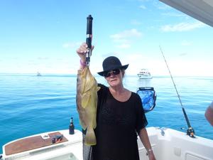The great fishing off in the waters off Lady Musgrave Island ensured dinner was delicious. photo copyright Riviera . http://www.riviera.com.au taken at  and featuring the  class