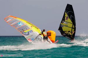 Toselli Holds off Albeau - 2014 PWA Fuerteventura Grand Slam photo copyright  Carter/pwaworldtour.com http://www.pwaworldtour.com/ taken at  and featuring the  class