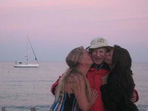 Trixie, Vern and Ashly Myers on the  Pamplonne beach with our Dufour 455 in the background - Vern Ruskin sailing in France photo copyright Trixie Slater taken at  and featuring the  class