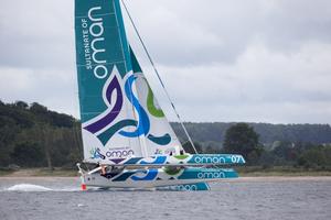 Oman Sail's MOD70 Musandam races in the Eckernförde race at Kiel week 2014, 21-06-2014, Kiel - Germany. - Motivated Musandam-Oman Sail crew swap one hull for three as MOD70 heads to Cowes photo copyright Sander van der Borch - SubZero Images http://www.subzeroimages.com taken at  and featuring the  class