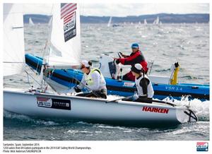 US Olympic reps Annie Haeger and Briana Provancha, 470, with coach Dave Ullman, a former multiple 470 world champion. photo copyright Mick Anderson / Sailingpix.dk http://sailingpix.photoshelter.com/ taken at  and featuring the  class