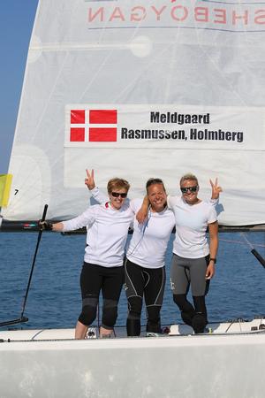 Lotte Meldgaard Pedersen, Josefine Boel Rasmussen and Malin Holmberg, winners of the Buddy Melges Challenge, the fourth and penultimate stage of the 2014 WIM Series. photo copyright Isao Toyama taken at  and featuring the  class