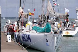 Jankees Lampe's Open 40, La Promesse  (NED) tied to the dock. - Sevenstar Round Britain and Ireland Race 2014 photo copyright Rick Tomlinson / RORC http://www.rorc.org taken at  and featuring the  class