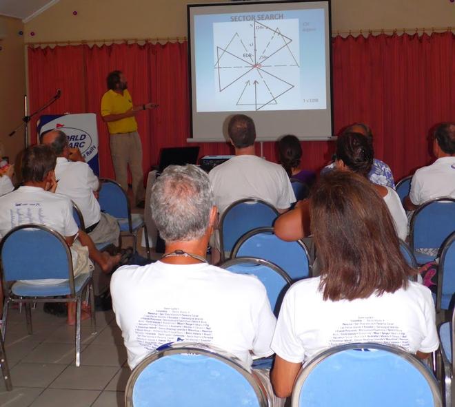 World aRC 2015-16 - Chris Tibbs delivers a pre-start weather briefing in Saint Lucia. © World Cruising Club http://www.worldcruising.com