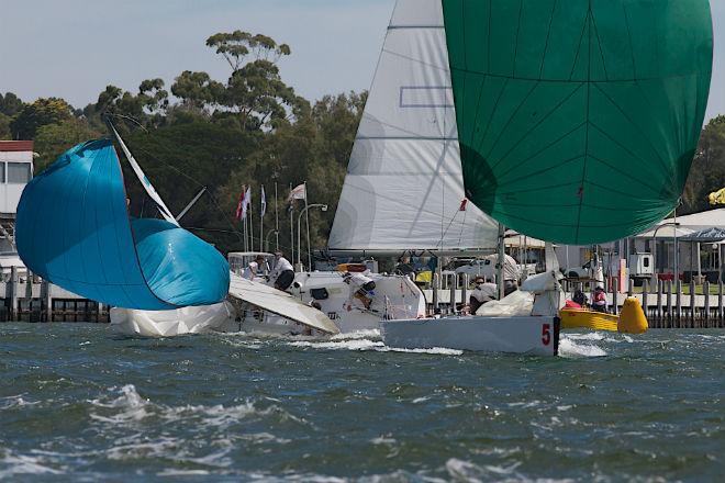 Jerwood sails away from the carnage behind him. © Bernie Kaaks