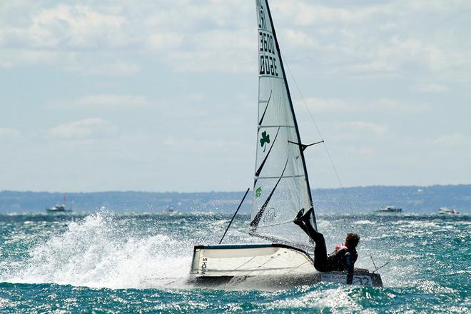 Ireland’s Alistair Kissane takes a dip - 2015 International Moth World Championship © Teri Dodds http://www.teridodds.com