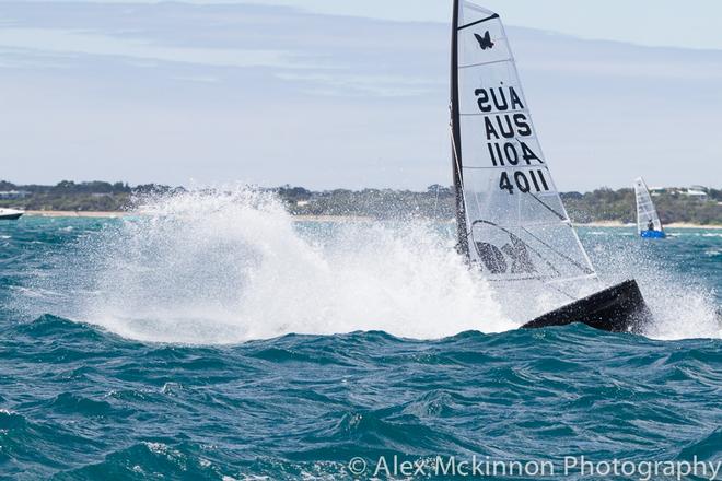 AUS4011 - In amongst all that spray is Joel Castle... - 2015 Moth World Championships ©  Alex McKinnon Photography http://www.alexmckinnonphotography.com