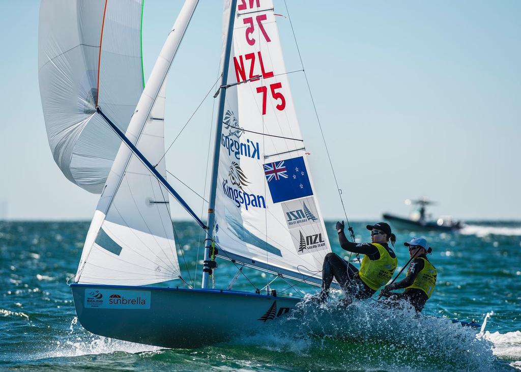  Jo Aleh and Polly Powrie W470 - Day 2, ISAF World Cup, Miami © Walter Cooper /US Sailing http://ussailing.org/