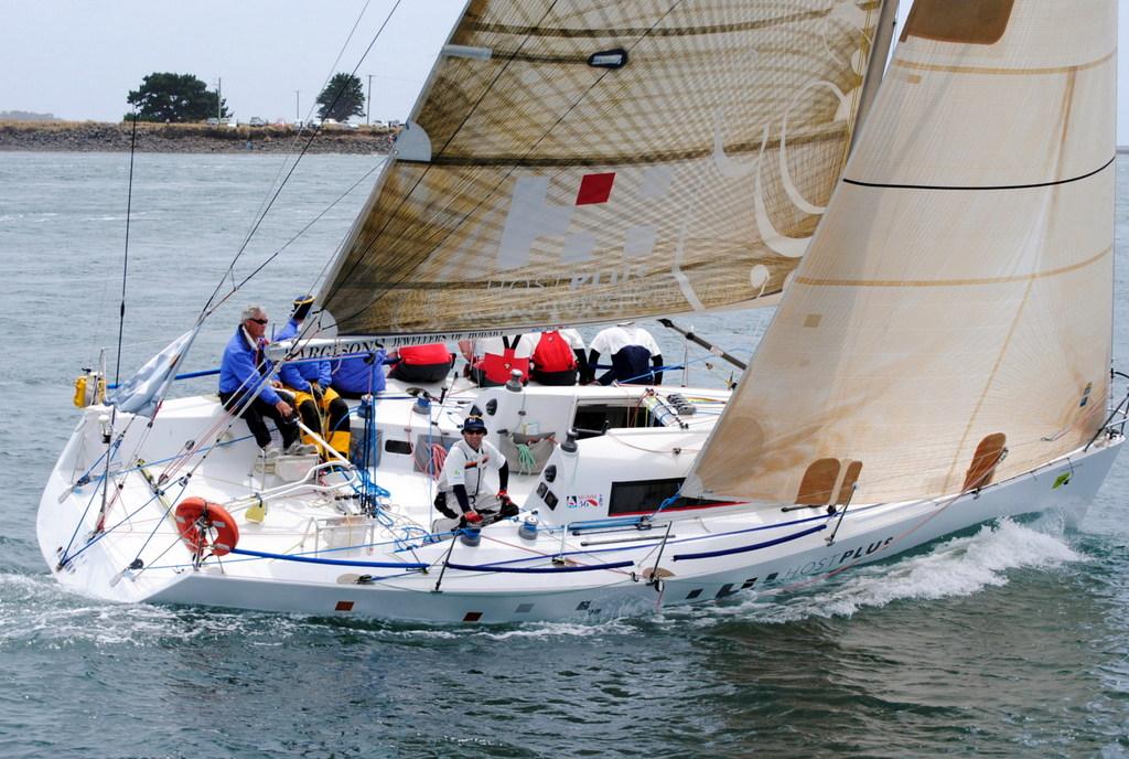 Young Tasmanian sailors at the launch today were Sam King (left) and Sam Abel, representing the Laser 4.7s and the International Cadet dinghies. - Banjos Shoreline Crown Series Bellerive Regatta 2015 © Peter Campbell