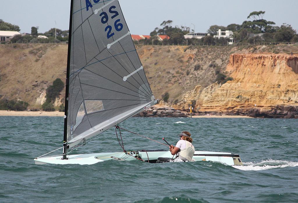 Ian McKillop using the waves to good effect. - 2015 Finn Australian Championship © Lara Blasse