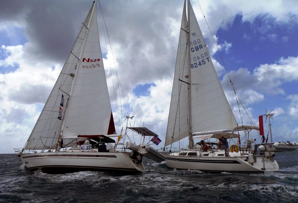 World ARC 2015-16 - Hugur and Afar VI take the start in Saint Lucia. © World Cruising Club http://www.worldcruising.com