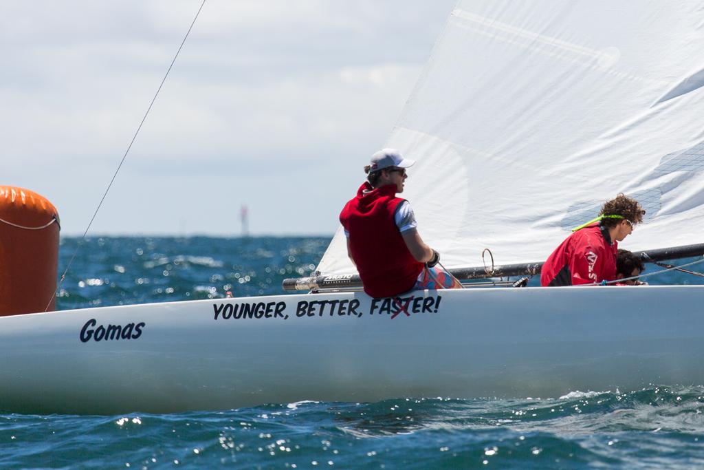 Gomas - Christo Biven, Richard Pember and Alex Poole. More Gomas put the cross through ‘faster’ last night. - Musto 2015 Etchells Australian Championship photo copyright Kylie Wilson Positive Image - copyright http://www.positiveimage.com.au/etchells taken at  and featuring the  class