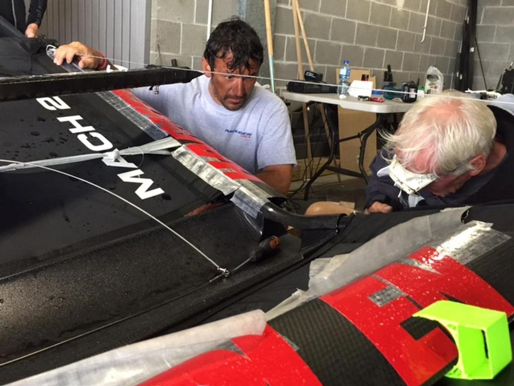 Repair shop is busy - Day 4 - 2015 Moth World Championships, Sorrento, Melbourne ©  Alex McKinnon Photography http://www.alexmckinnonphotography.com