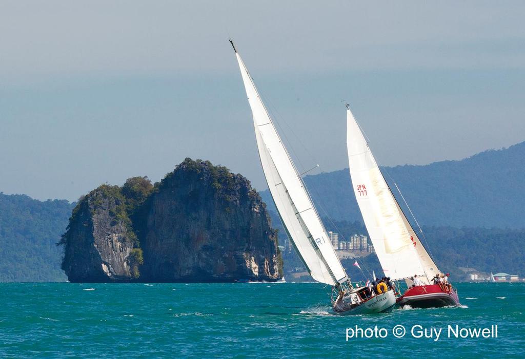 It's all about the scenery. Windstar chases Phoenix into Bass Harbour. Royal Langkawi International Regatta 2015 © Guy Nowell http://www.guynowell.com