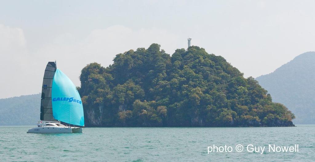 Gale Force passes Pulau Jerkum Kecil in Bass Harbour. Royal Langkawi International Regatta 2015 © Guy Nowell http://www.guynowell.com