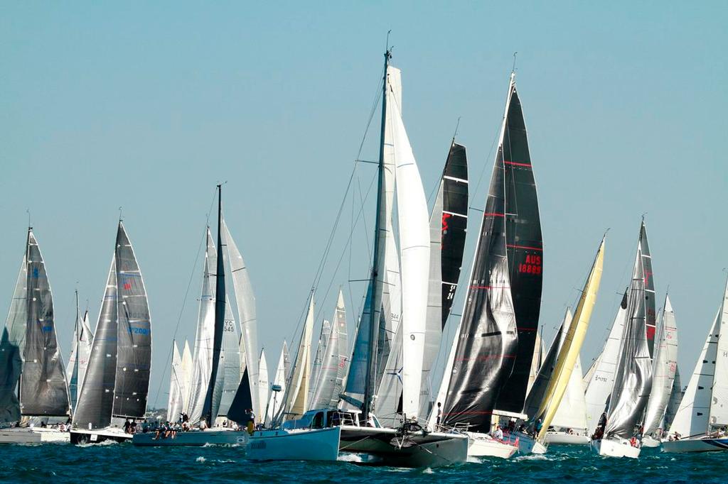 The start of today's passage race from Melbourne to Geelong - Festival of Sails 2015 photo copyright Teri Dodds http://www.teridodds.com taken at  and featuring the  class